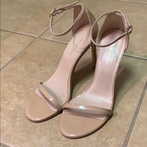 Stuart Weitzman nudist nude patent strap heels 7